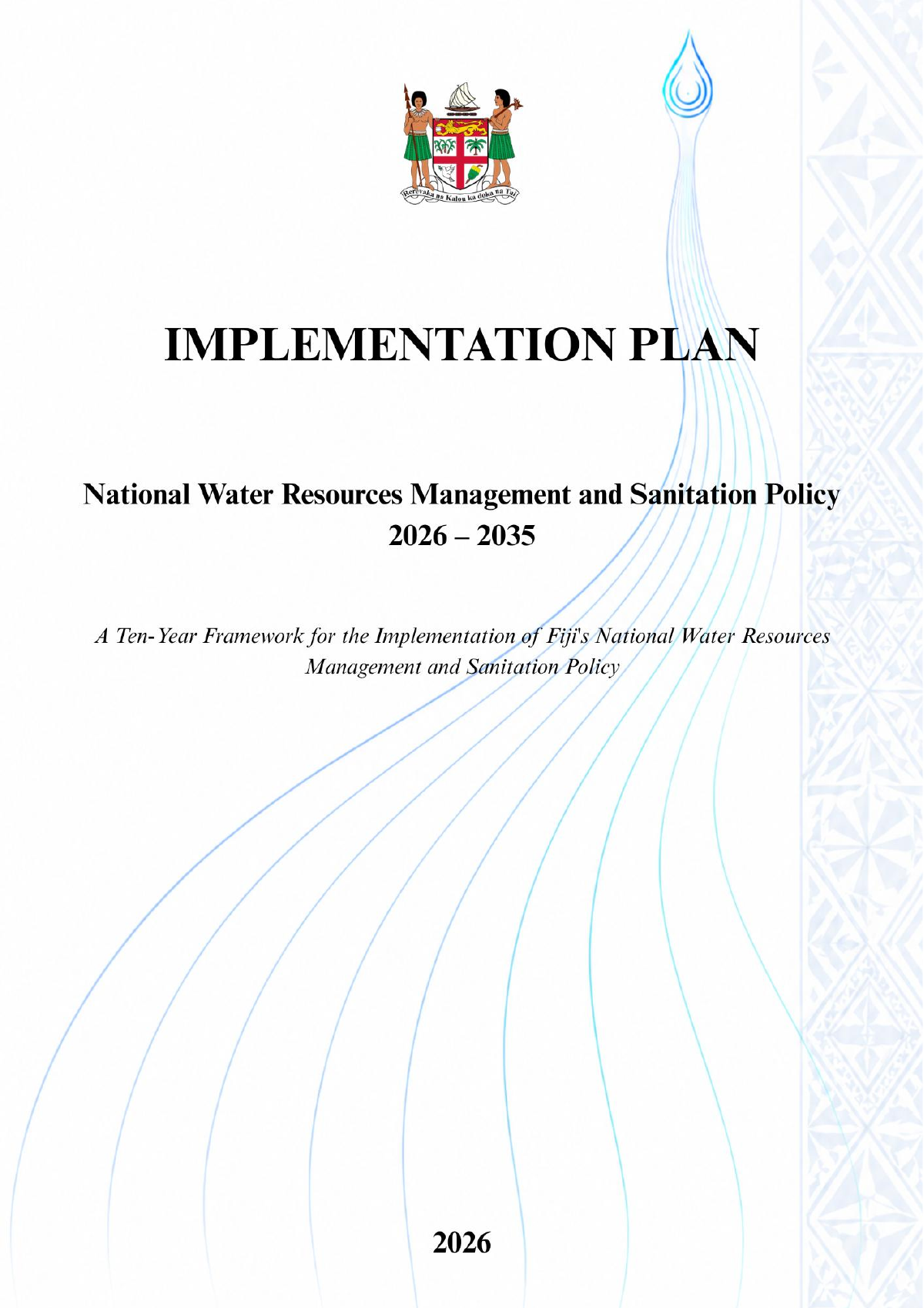 Cover of the National Water Resources Management and Sanitation Policy Implementation Plan 2026 to 2035